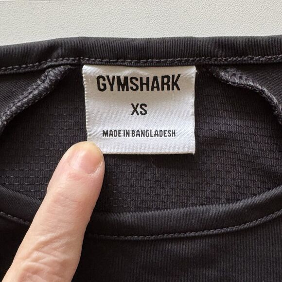 Gymshark Women's Black Crop Top Long Sleeve Gym Athletic‎ Performance Shirt XS - Picture 2 of 4